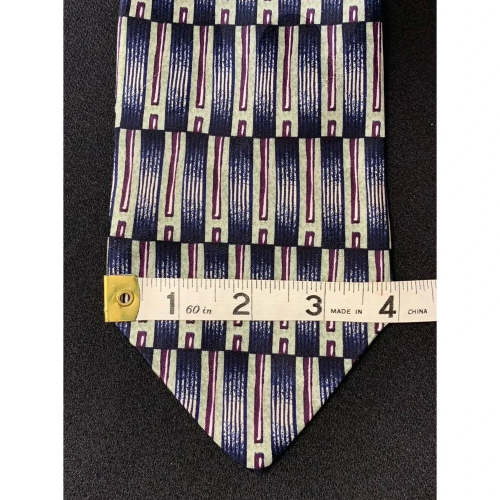 Vtg 90s Ottimo Uomo Silk Neck Tie Men Designer Green Purple Abstract Art Deco